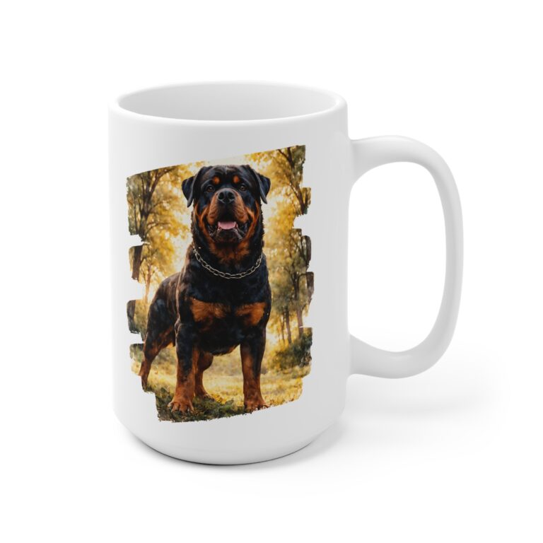 Rottweiler Watercolour Ceramic Mug — Artistic Dog Lover Coffee Cup