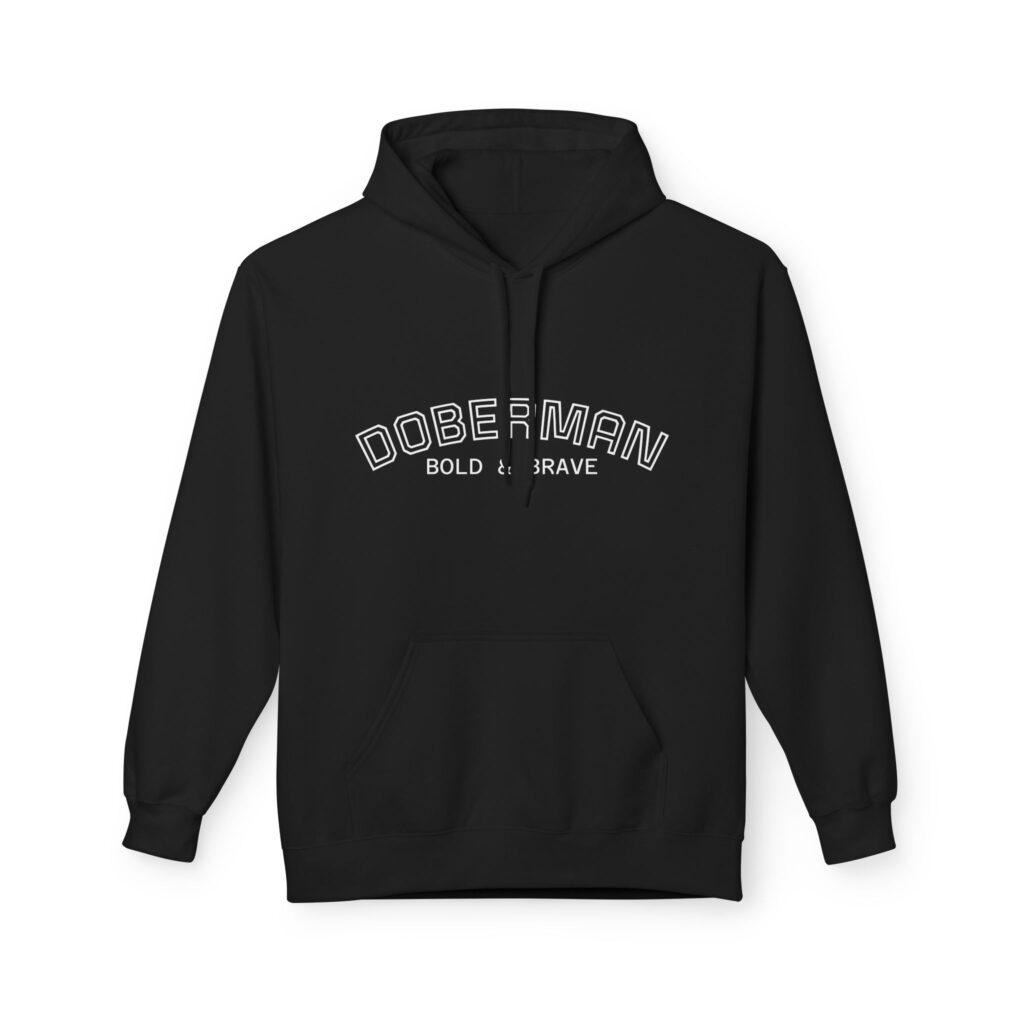 Doberman Protector Gold Charging Hoodie — Urban Guardian Fleece Unisex for women and men