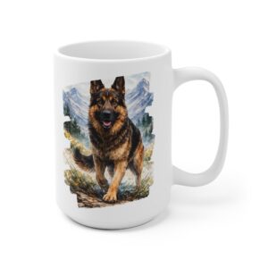 German Shepherd Mountain Ceramic Mug — Colorful Dog Coffee Cup