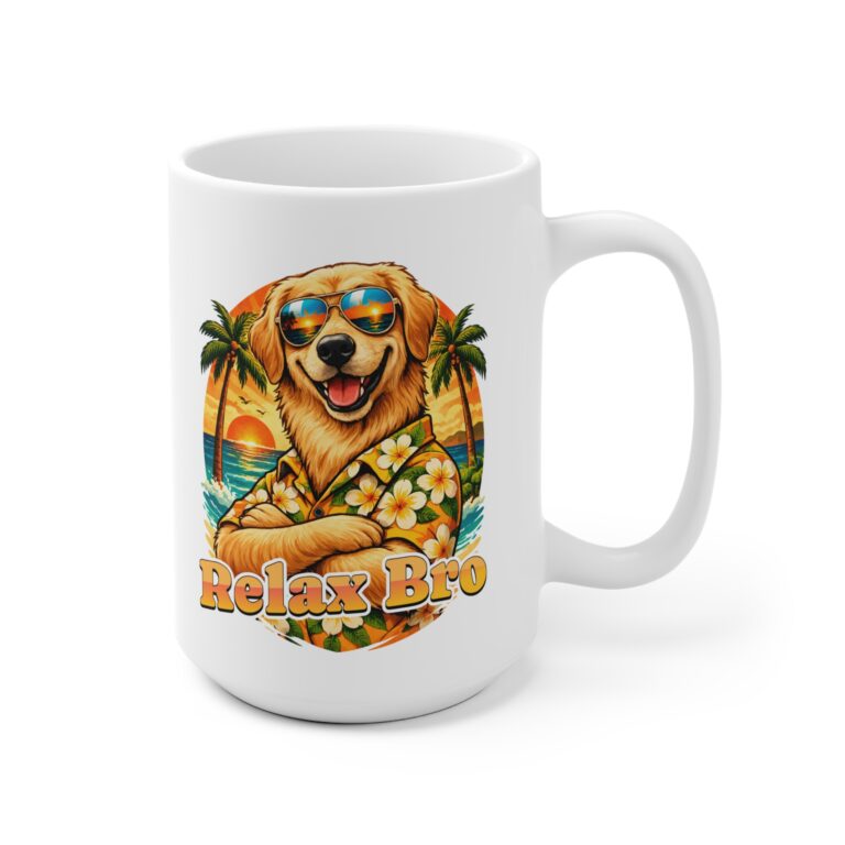 Relax Bro Golden Retriever Summer Mug — Ceramic Coffee Cup